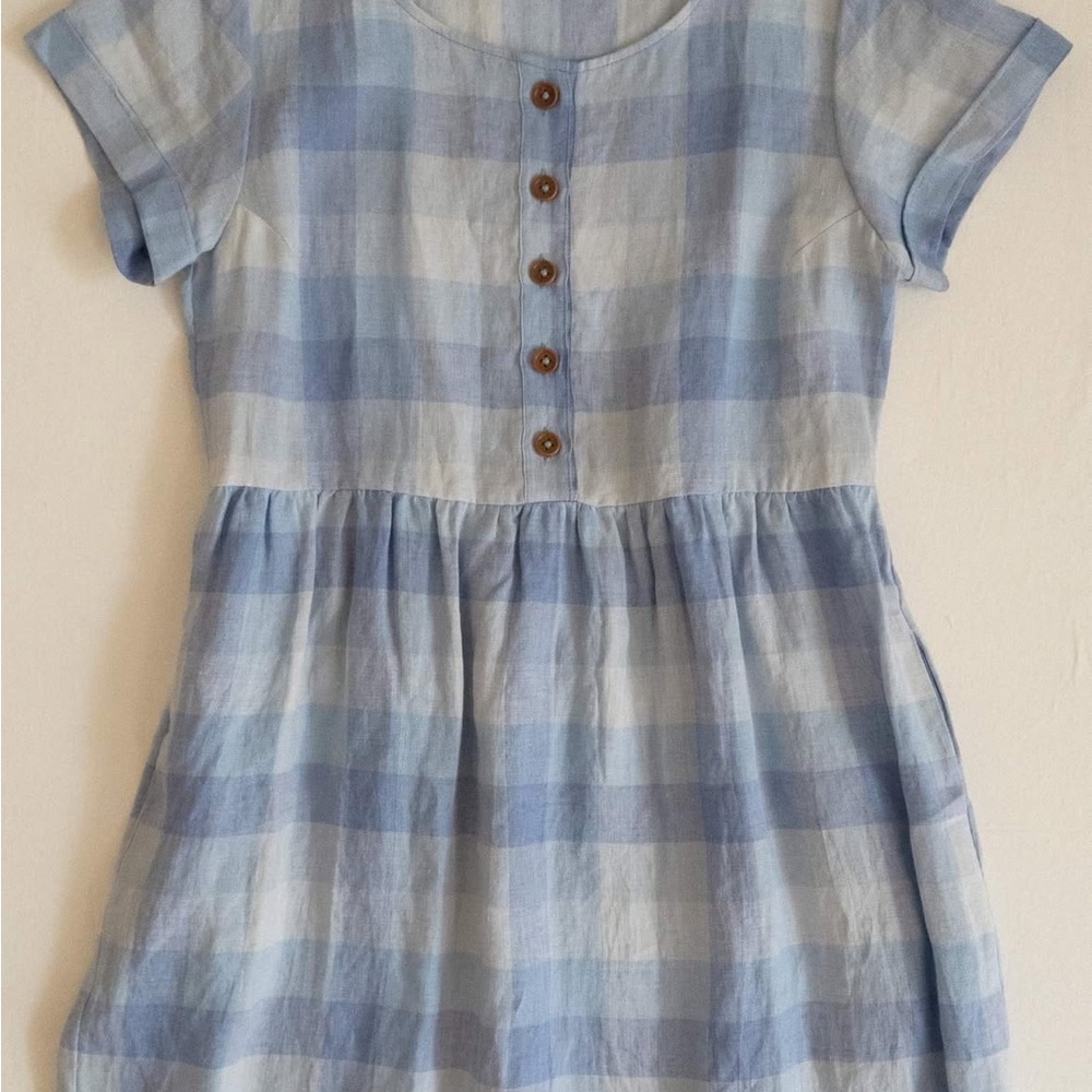 Blue Plaid Midi Dress